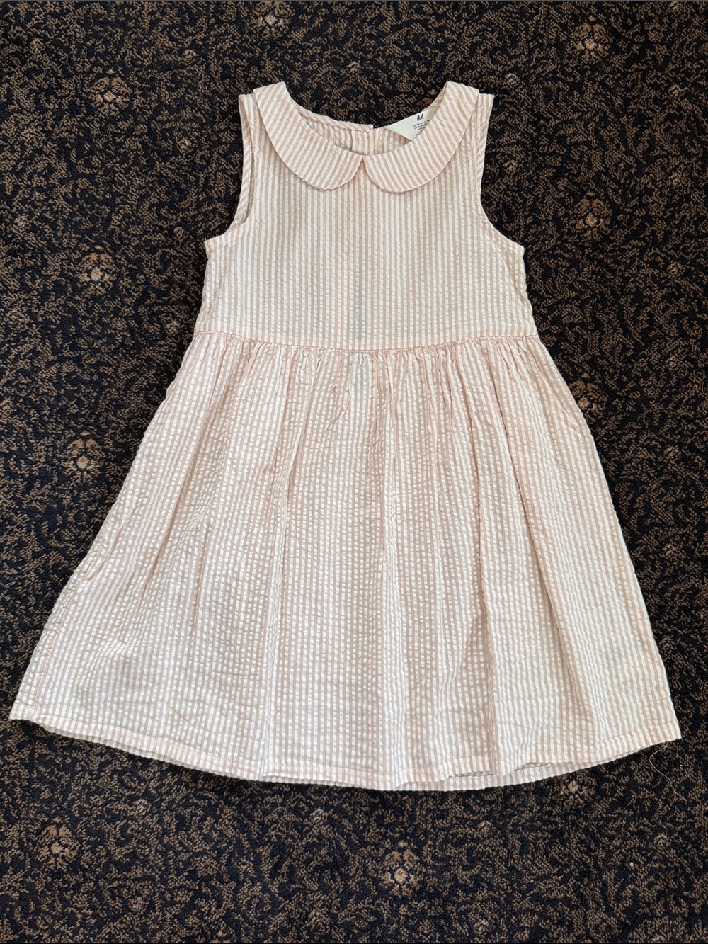 H&M Pale Pink Seersucker Dress with Peter Pan Collar